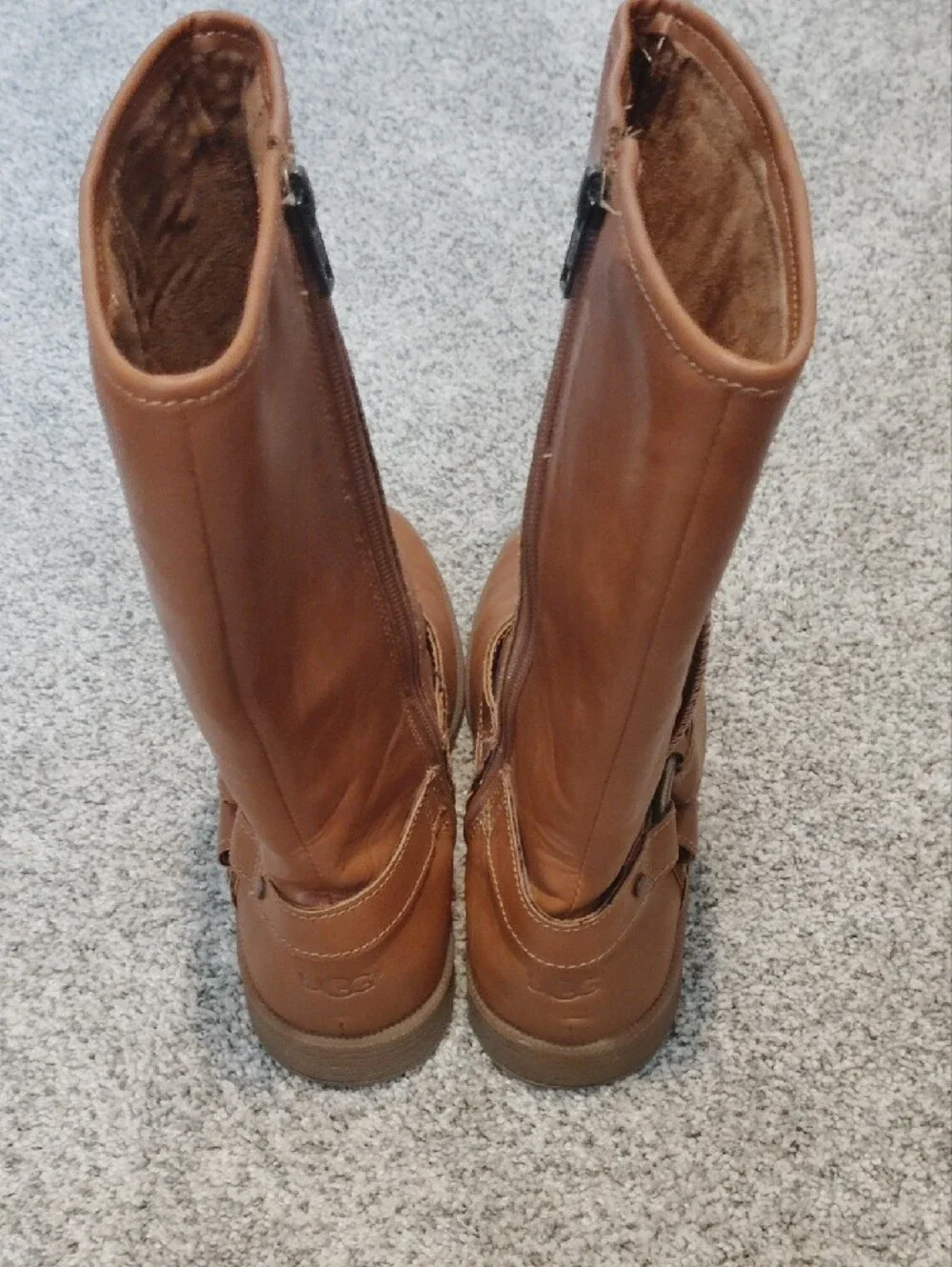 UGG Chestnut Leather Mid-Calf Buckle Boots 1094583K